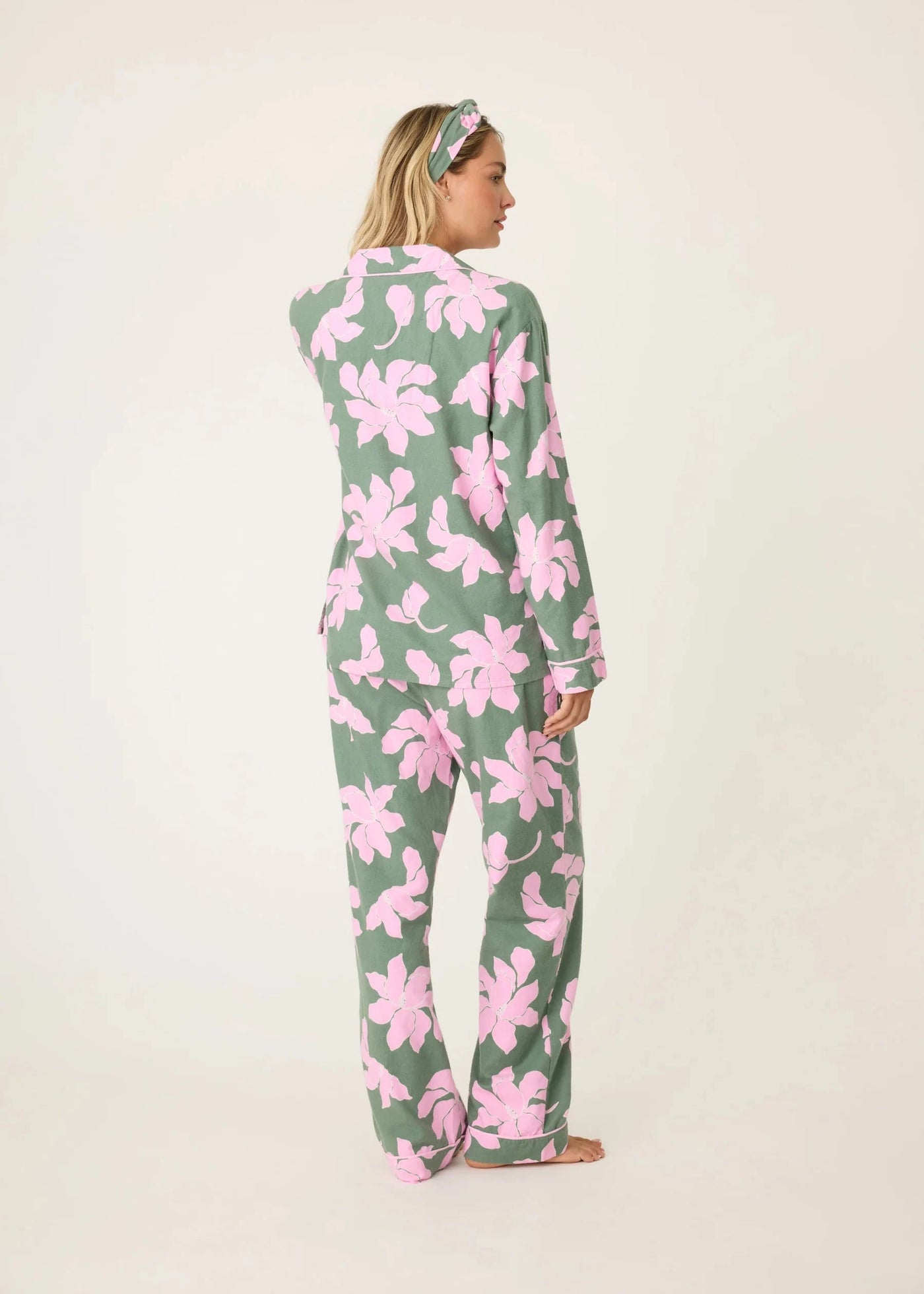 PJ Salvage Flannel Pj Set Olive Floral