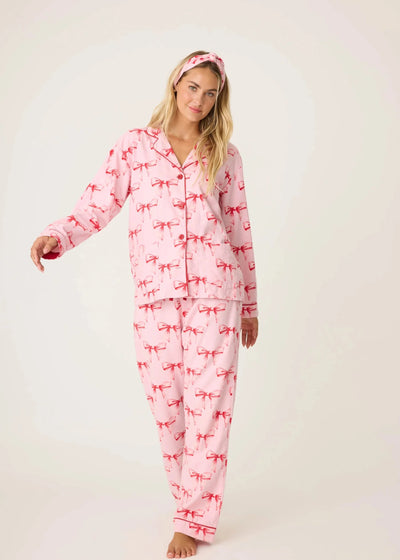 Pj Salvage Ribbons & Bows Flannel Pj Set - Candy Pink