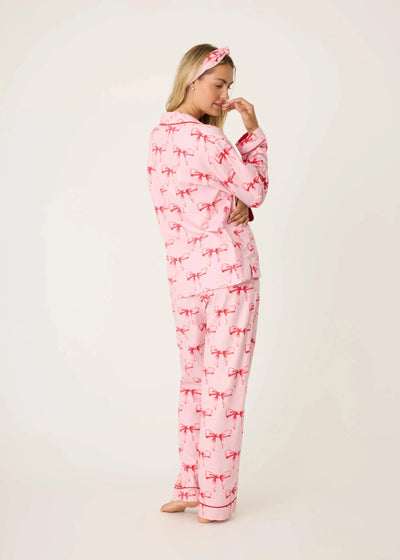 Pj Salvage Ribbons & Bows Flannel Pj Set - Candy Pink