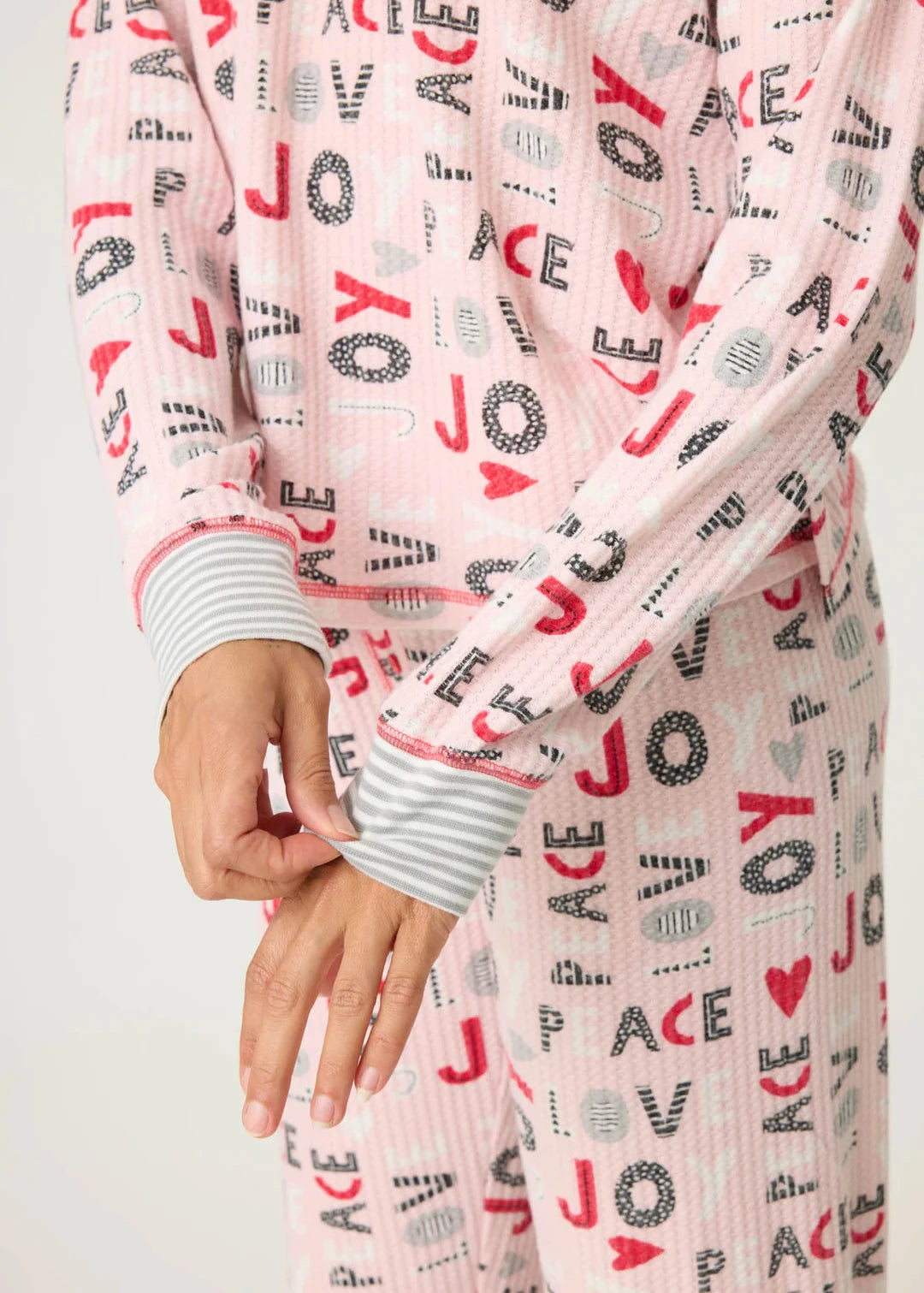 Pj Salvage Peace & Joy Thermal Ski Jammie Set - Blush