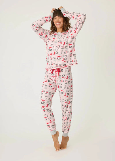 Pj Salvage Peace & Joy Thermal Ski Jammie Set - Blush