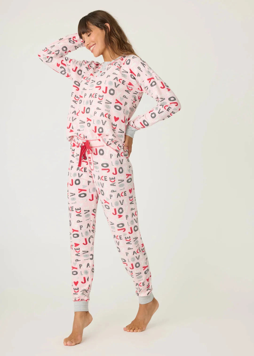 Pj Salvage Peace & Joy Thermal Ski Jammie Set - Blush