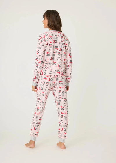 Pj Salvage Peace & Joy Thermal Ski Jammie Set - Blush