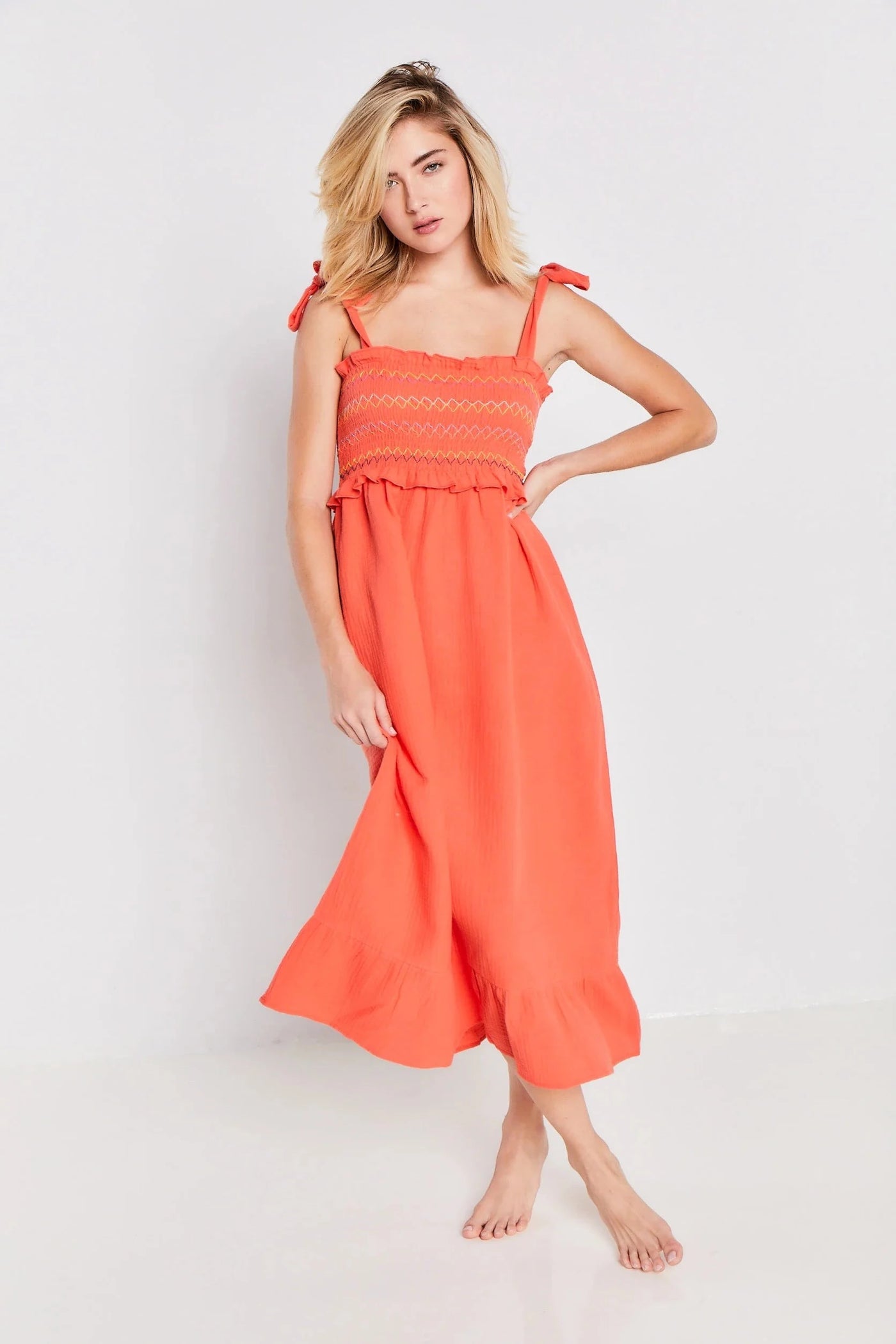 Lisa Todd Smock Sock Maxi Dress - Hot Tamale