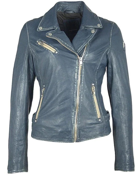 Mauritius Sofia Leather Jacket - Denim Blue