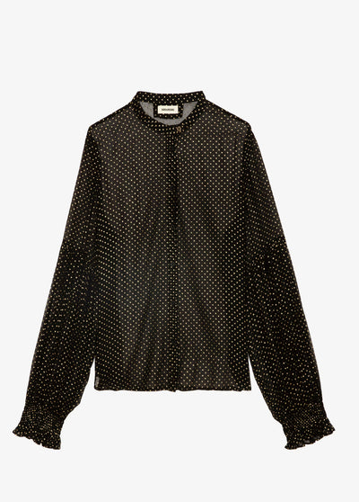 Zadig & Voltaire Tandy Gold Sparkle Blouse Black