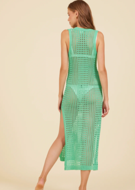 Surf Gypsy Tank Style Crochet Dress - Green