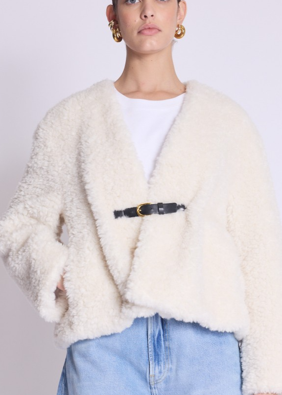 Berenice Shearling Jacket w/ Clasp Ivory