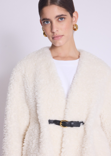 Berenice Shearling Jacket w/ Clasp Ivory