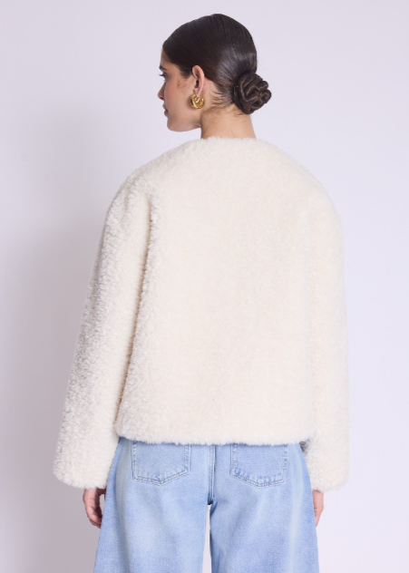 Berenice Shearling Jacket w/ Clasp Ivory