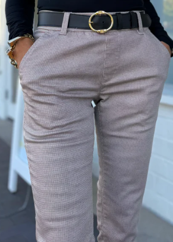 Bevy Flog Dafna Beige/Brown Checkered Pants