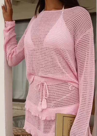 Surf Gypsy Pink Mesh Sweater