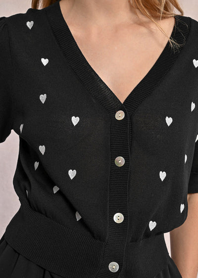 Molly Bracken Black w/ White Hearts Cardi