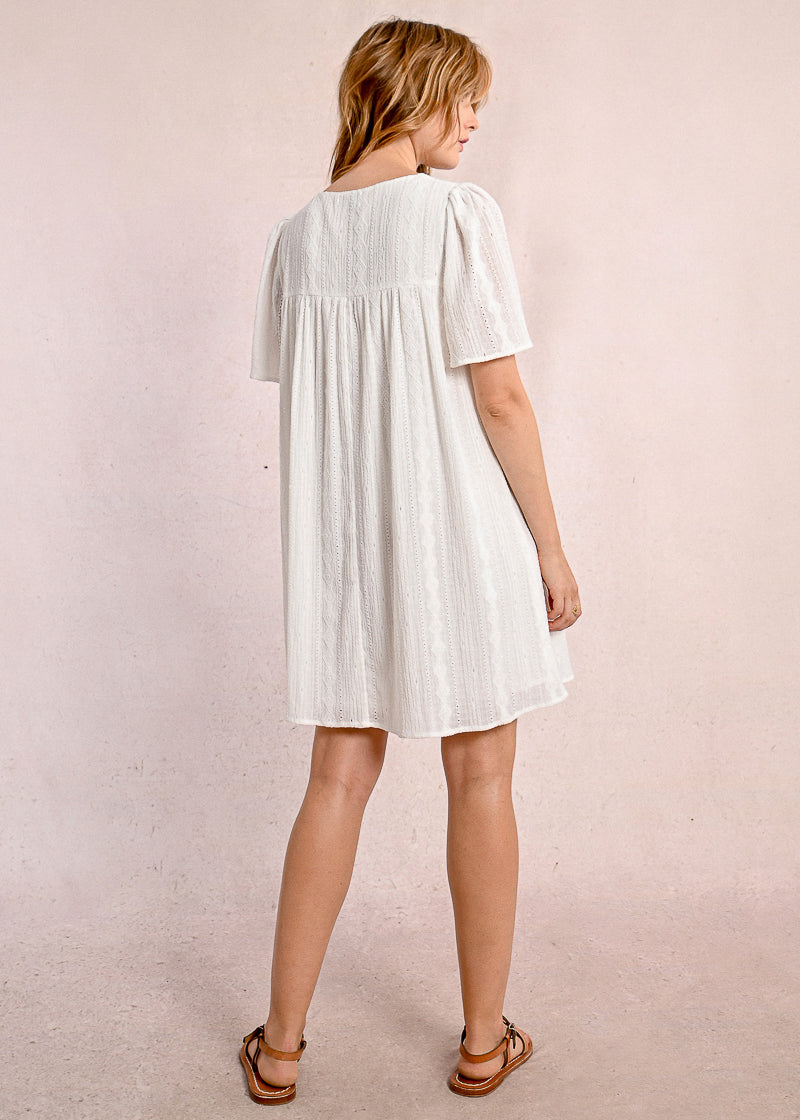 Molly Bracken Textured Dress w/ Tassel White