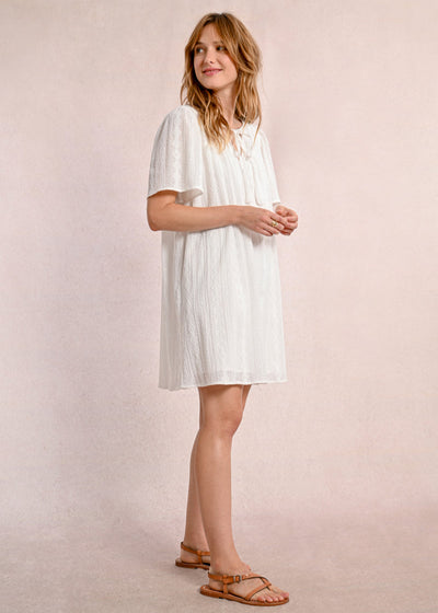 Molly Bracken Textured Dress w/ Tassel White