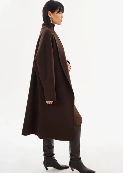 Lamarque Thara Double Faced Wool Coat - Dark Brown