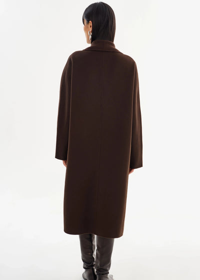 Lamarque Thara Double Faced Wool Coat - Dark Brown