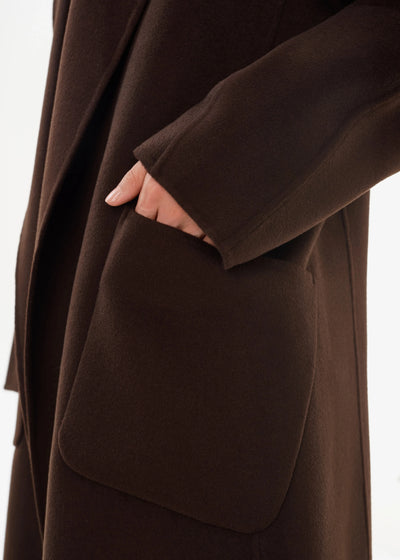 Lamarque Thara Double Faced Wool Coat - Dark Brown