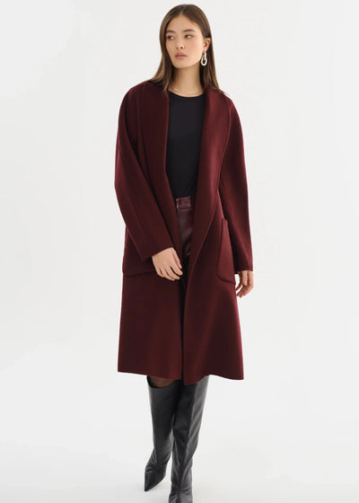 Lamarque Thara Double Faced Wool Coat - Wine