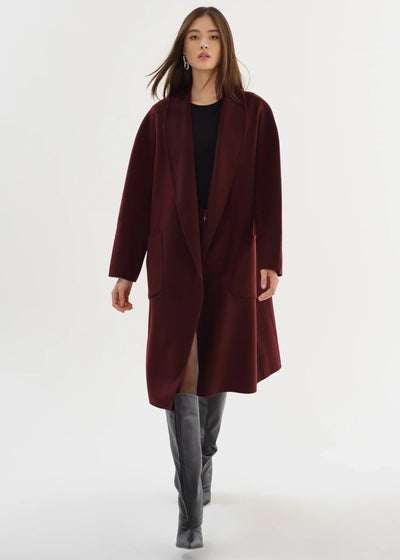 Lamarque Thara Double Faced Wool Coat - Wine