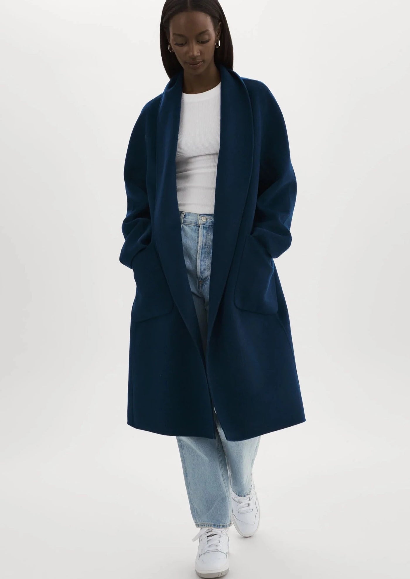 Lamarque Thara Double Faced Wool Coat - Navy