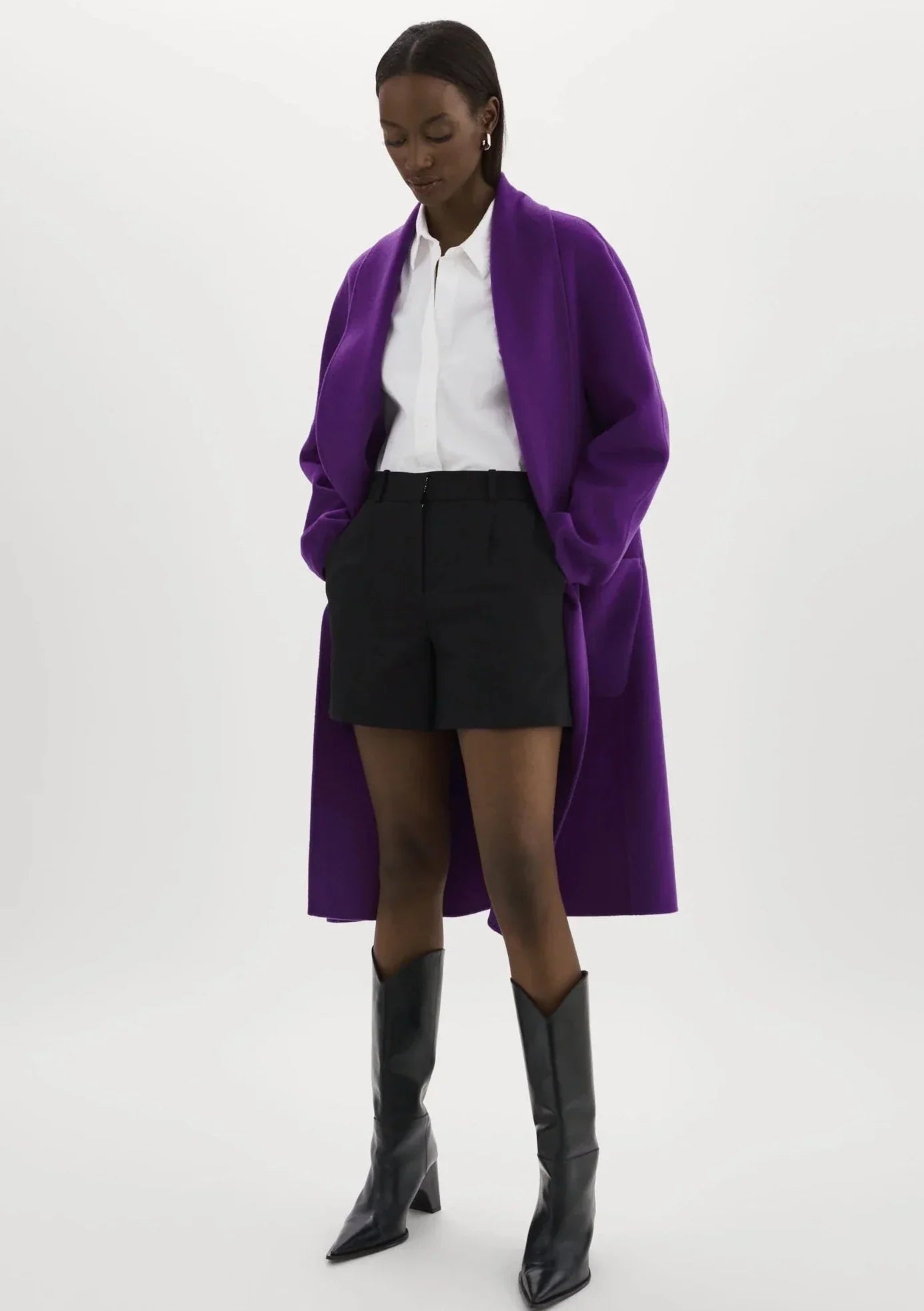 Lamarque Thara Double Faced Wool Coat - Violet