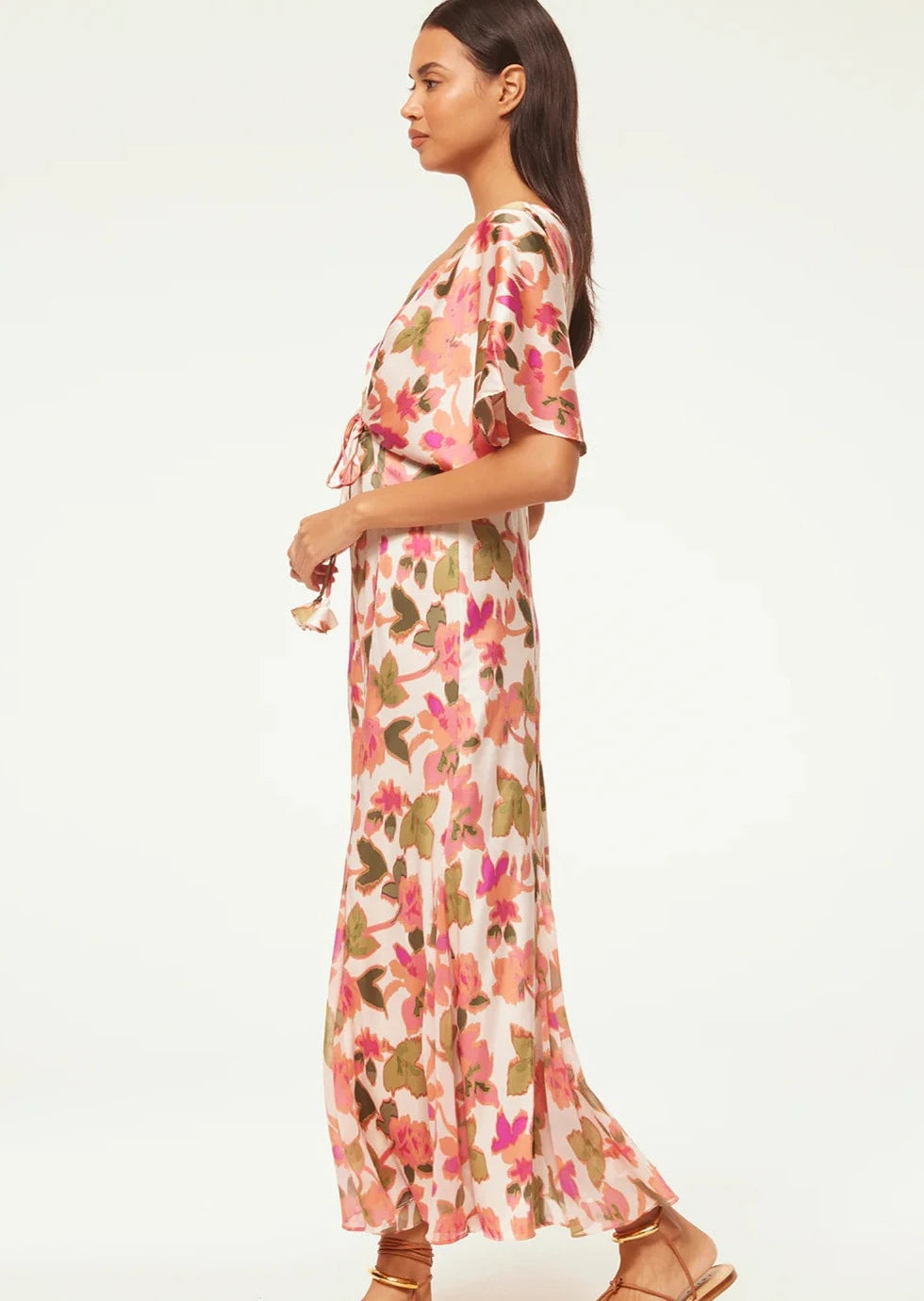 Misa Irena Sonoran Flora Mix Satin Dress