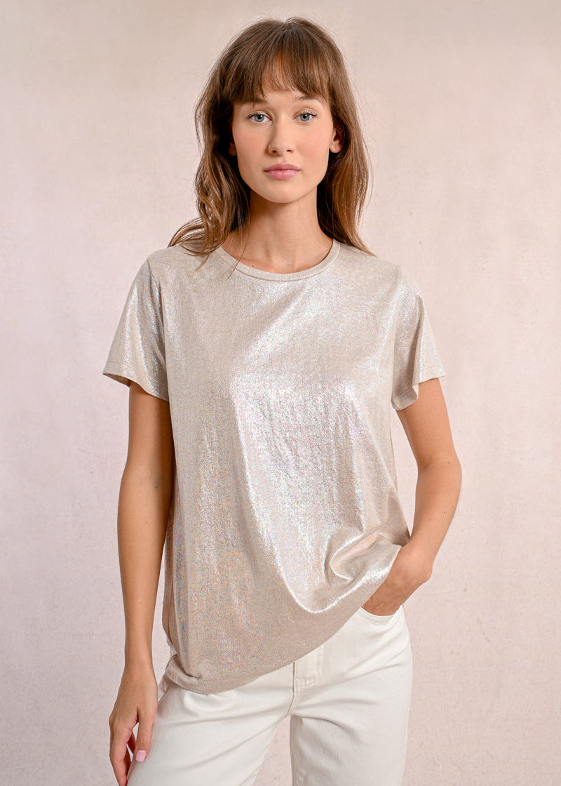 Molly Bracken S/S Sparkle Tee Beige