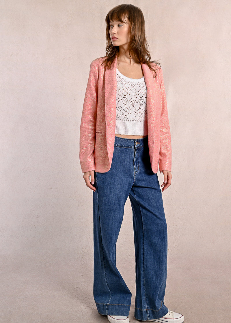 Molly Bracken Glitter Blazer Pink Rose