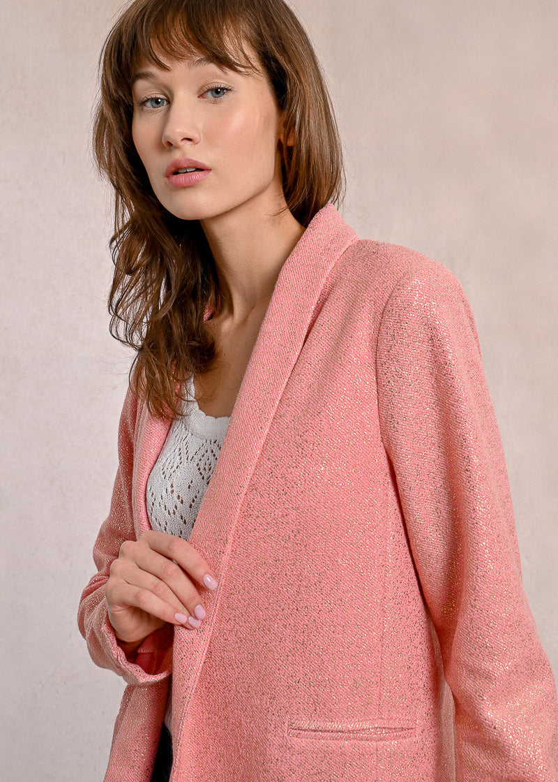 Molly Bracken Glitter Blazer Pink Rose