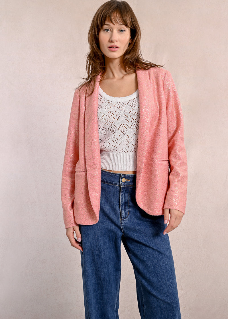 Molly Bracken Glitter Blazer Pink Rose