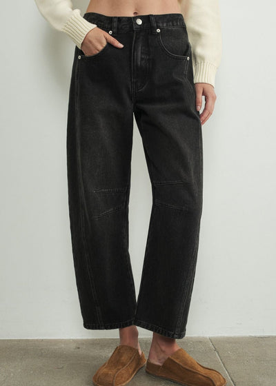 The Pink Door Barrel Jeans Black