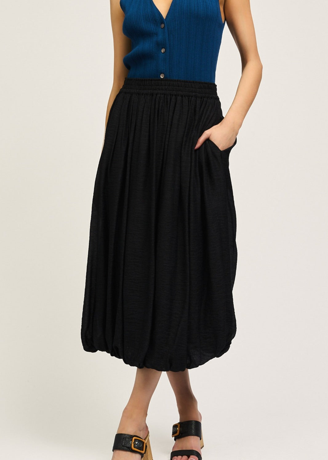 The Pink Door Bubble Skirt Black Denim