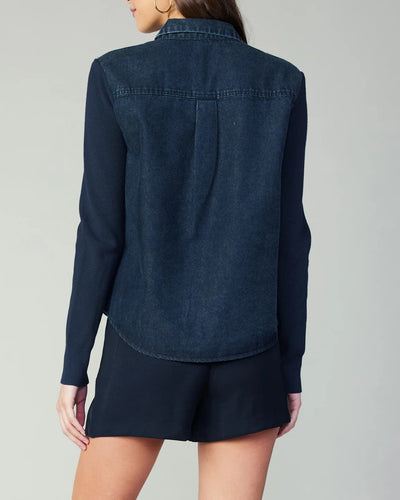 The Pink Door Dark Denim & Navy Knit Combo Top