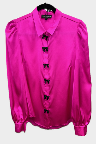 Generation Love Arly Bow Blouse - Hot Pink/Black