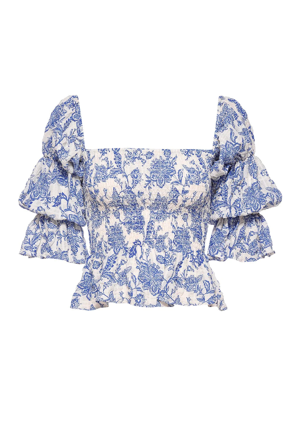 MISA Vida Off The Shoulder Smocked Top - Blue Crush