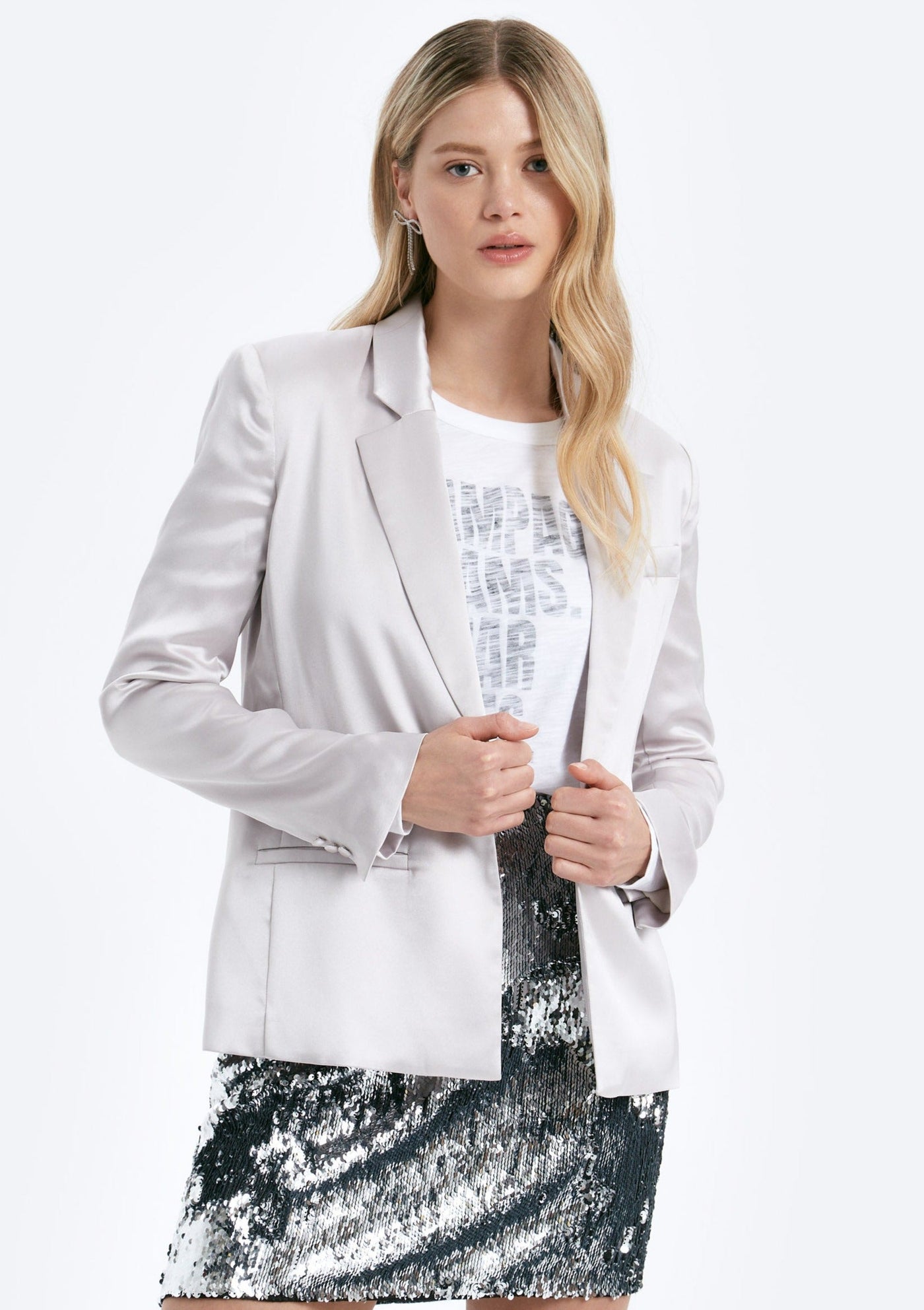 CHRLDR Amy Satin Blazer - Silver