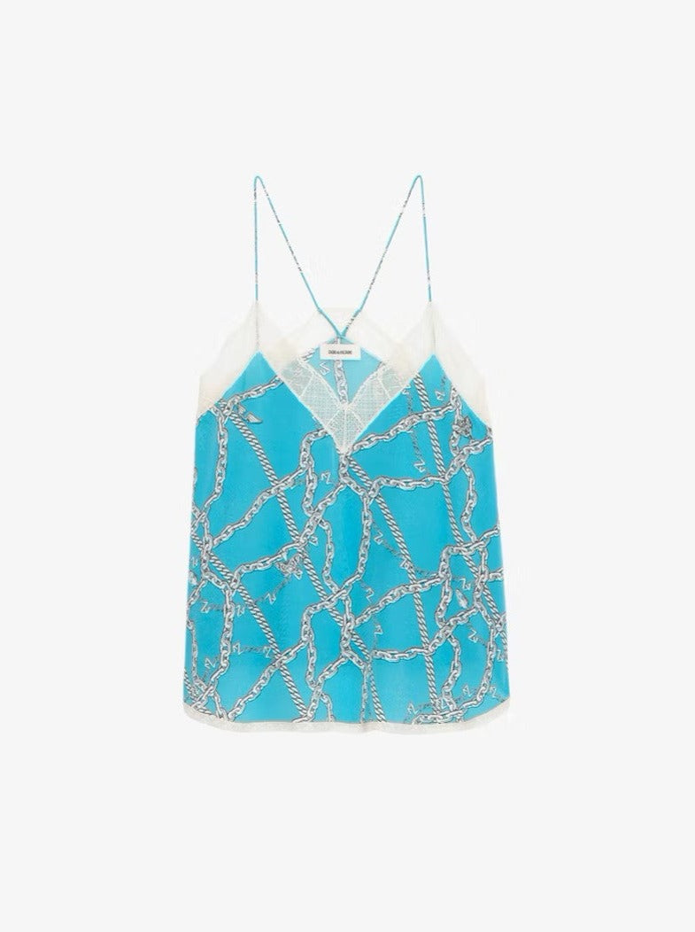 Zadig & Voltaire Christy Chain Detail Cami -Aqua