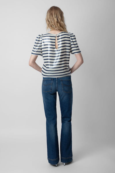 Zadig & Voltaire Tchao Sequin Stripe Blouse - Navy/Ivory