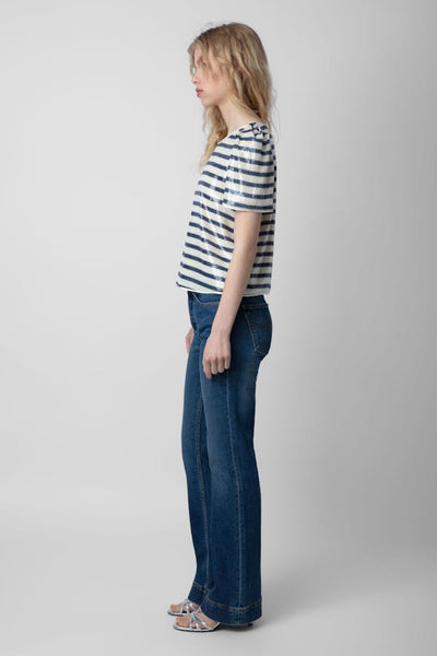 Zadig & Voltaire Tchao Sequin Stripe Blouse - Navy/Ivory