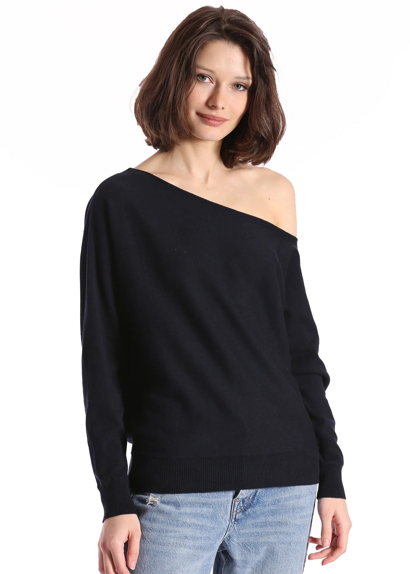 Minnie Rose Cotton Off The Shoulder Navy