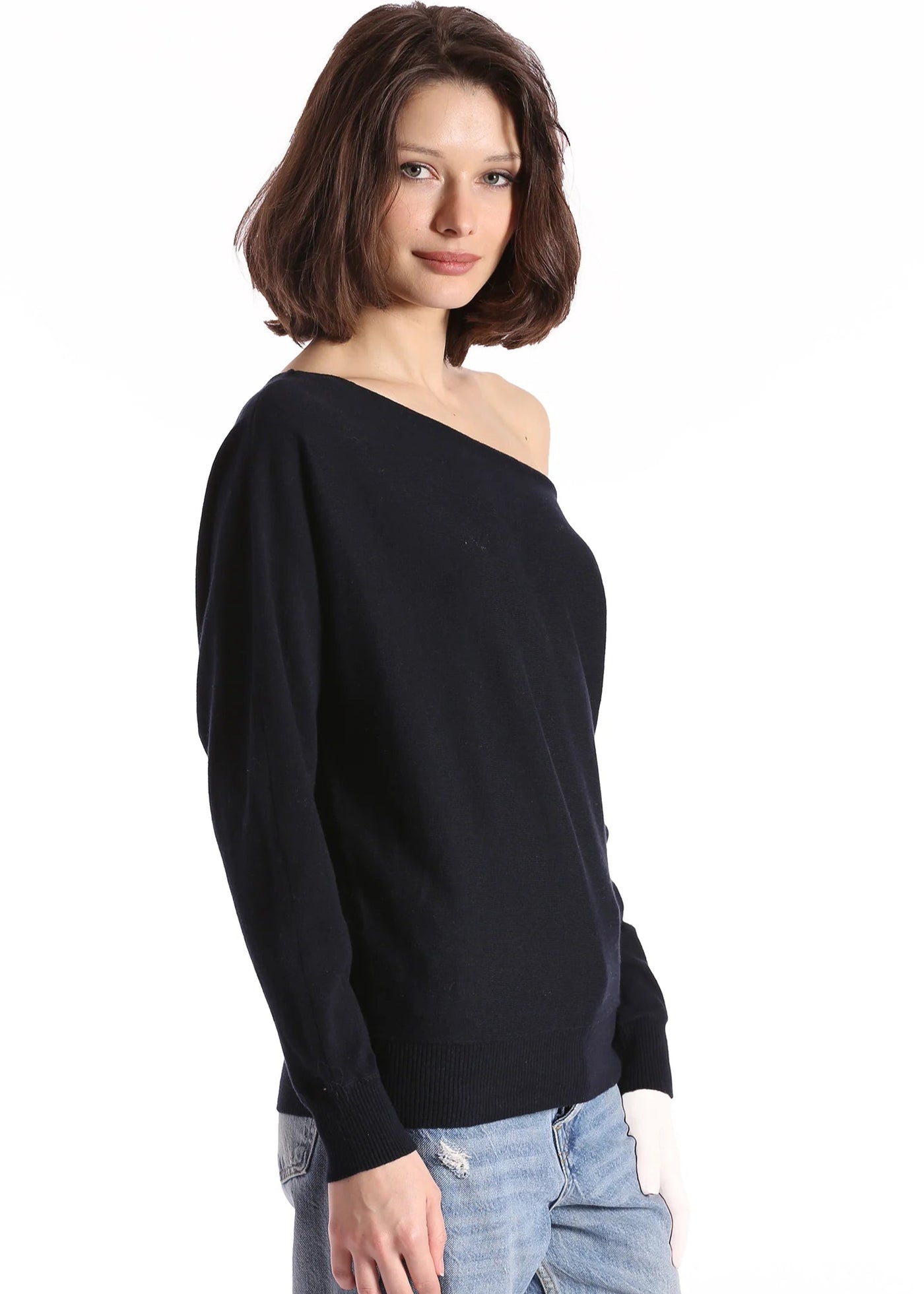 Minnie Rose Cotton Off The Shoulder Navy