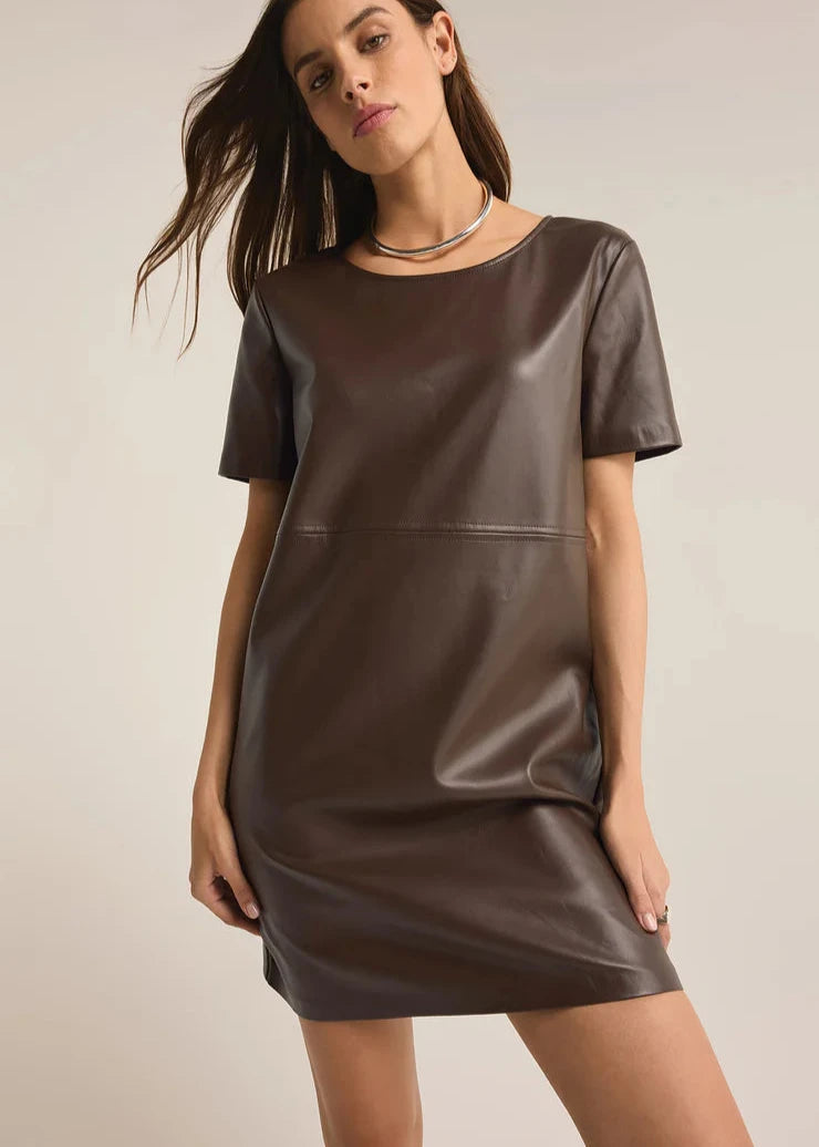 Z Supply London Faux Leather Dress - Brown