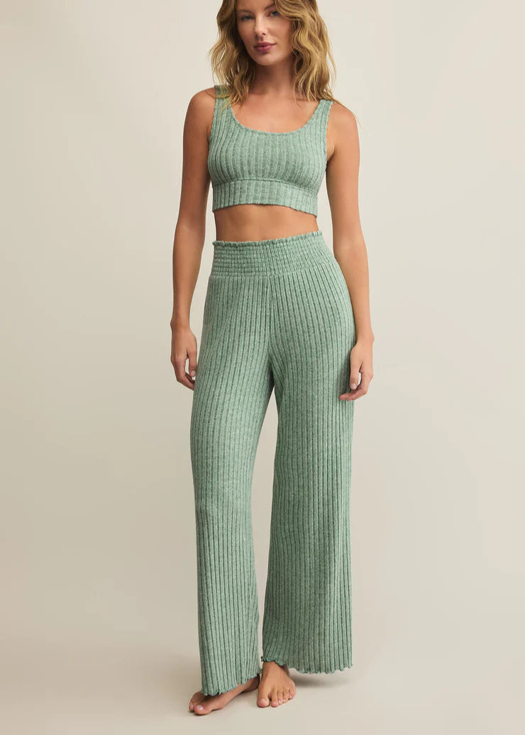 Z Supply Dawn Smocked Rib Pant Green