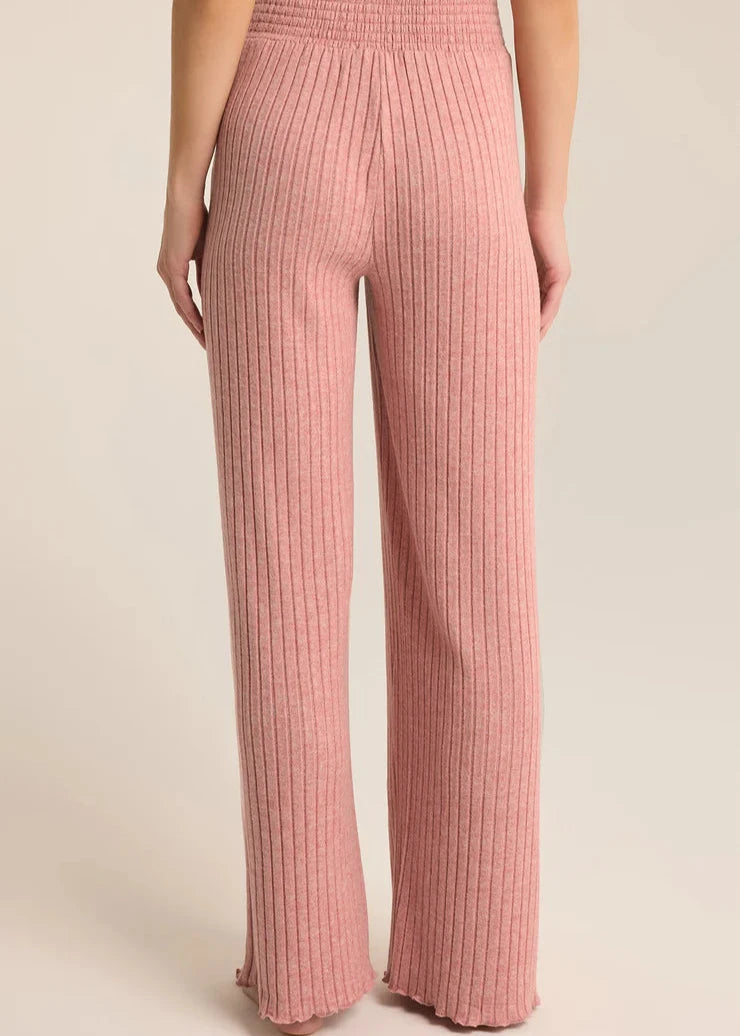 Z supply Dawn Smocked Rib Pant  - Rosebud