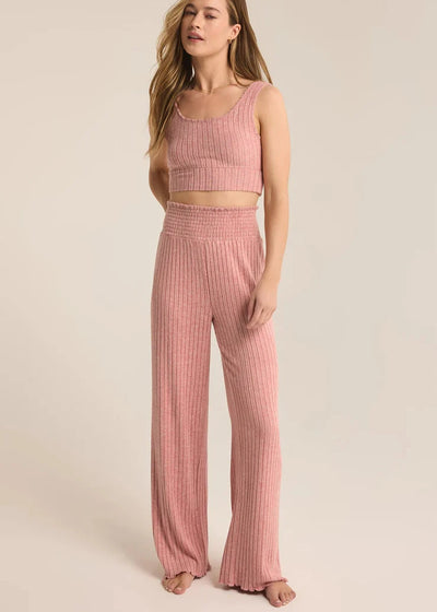 Z supply Dawn Smocked Rib Pant  - Rosebud