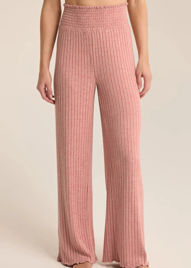 Z supply Dawn Smocked Rib Pant  - Rosebud