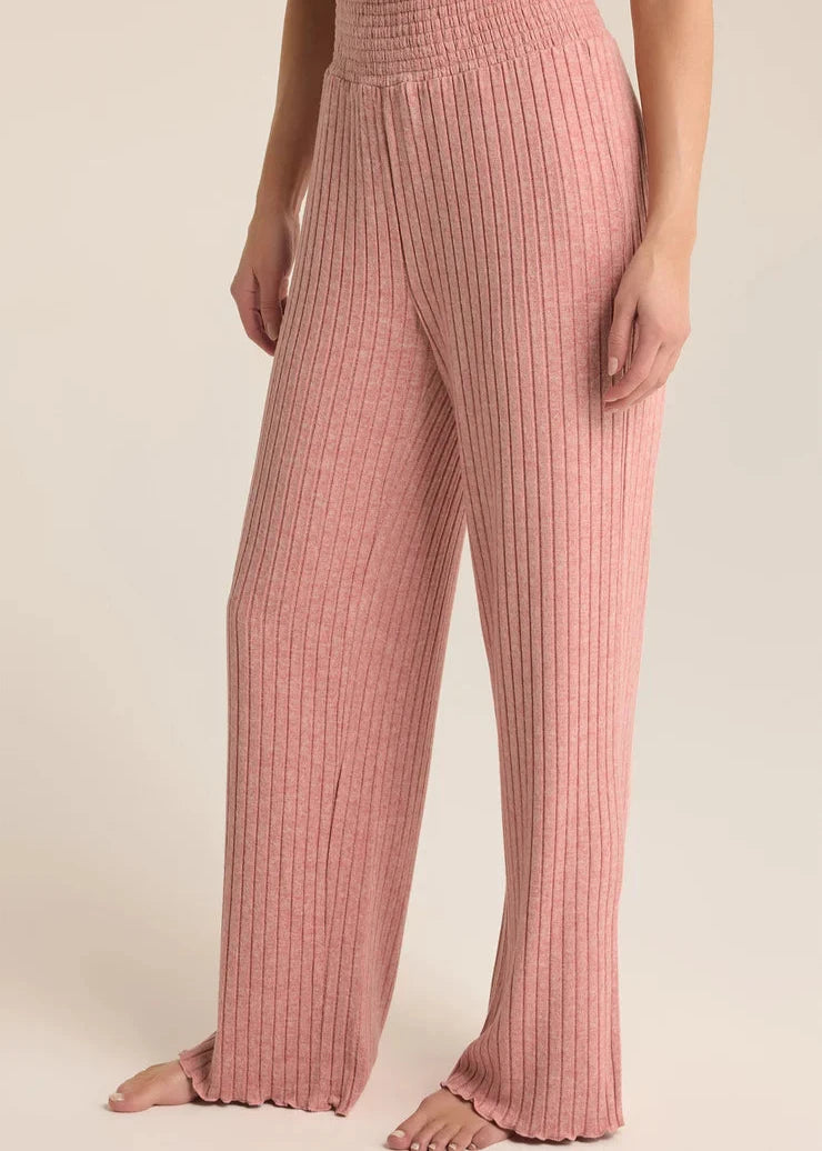 Z supply Dawn Smocked Rib Pant  - Rosebud