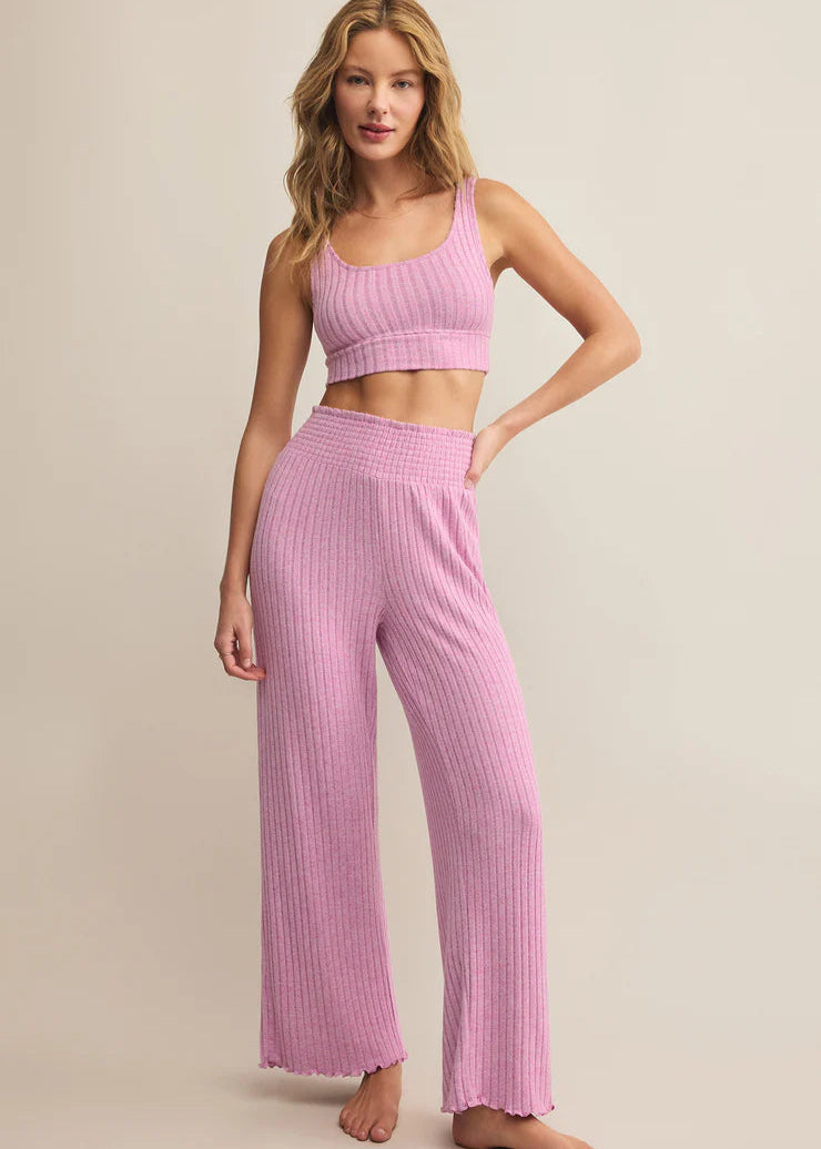 Z Supply Dawn Smocked Rib Pant - Violet Heather