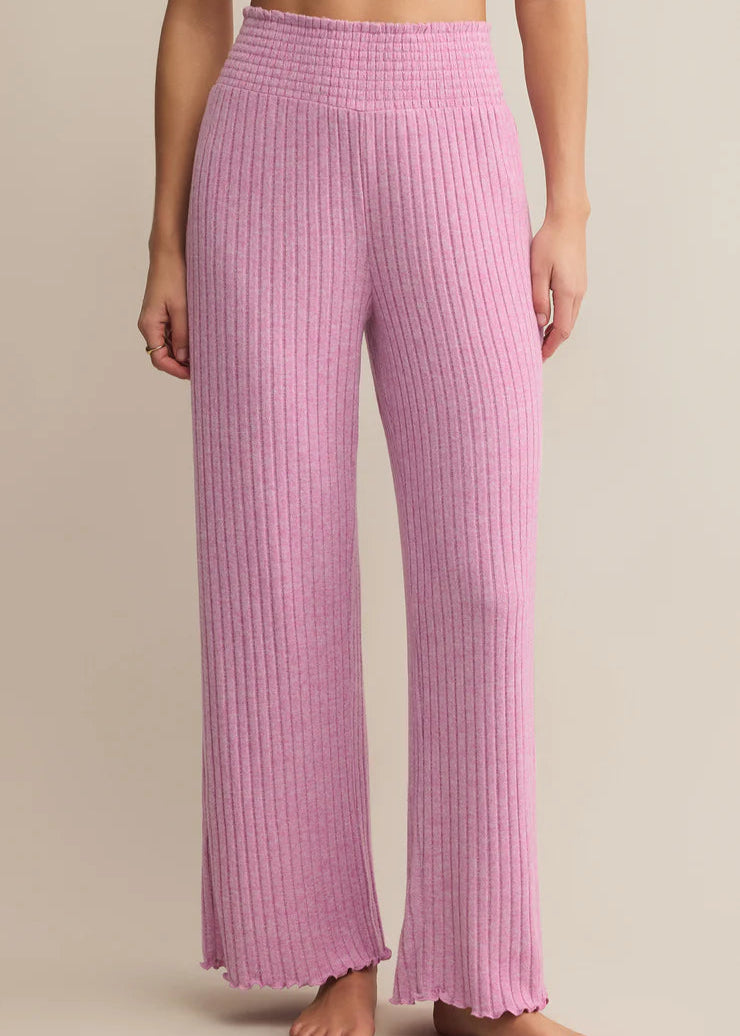 Z Supply Dawn Smocked Rib Pant - Violet Heather